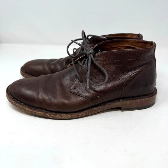 Frye Leather Chukka Boots Mens 8.5 Brown Lace Up Preppy Classic Casual Wear - Picture 3 of 12